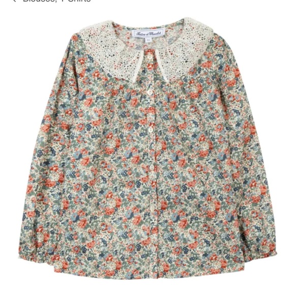 Tartine et Chocolat Other - Tartine et chocolat 2T floral blouse with lace collar